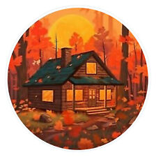 Fall Cabin In The Woods Sticker picture