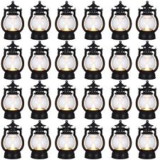 24 Pcs Mini Lantern Decorative with Flickering Led Candle Bulk Vintage (Black) picture