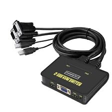 SKLTD 2 Port USB VGA KVM Switch, 2 in 1 Out Dual Port VGA Monitor Switcher   picture