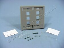 Leviton Gray Quickport 6-Port ID Window Flush Wallplate 2-Gang Cover 42080-6GP picture