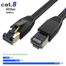 Cat8 Ethernet Flat Braided Cable RJ45 40Gbps Network Lan Cord 3ft-50ft US Lot picture