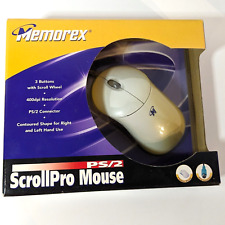 Memorex ScrollPro Mouse PS/2 Right or Left Handed 3 Button Scroll Wheel Open Box picture