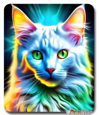 Cool Psychedelic Angora CAT - Mousepad / PC Mouse Pad Mat - Kitten Office GIFT picture