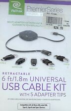 Retrak 6 Ft/1.8m Universal USB Cable Kit (w/5 Adapters Tips - Black picture