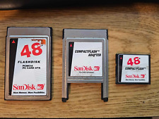 2x Sandisk 48MB ATA PCMCIA Flash PC Card Cisco Approved w/Adapter Compact Flash picture