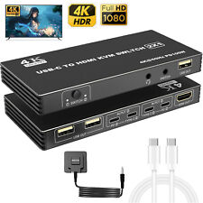 USB C KVM Switch 2X1 4K@60Hz for 2 Computer Type C to HDMI Monitor 100W Charging picture