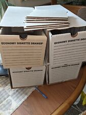 Four Vintage Cardboard  5.25 5-1/4 Floppy Economy Disk Drawers  picture