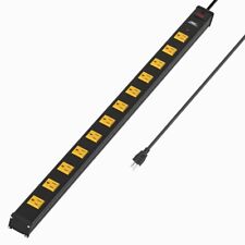 12 Outlet Heavy Duty Surge Protector Power Strip Bar 1800 Joules 15A Circuit 6FT picture