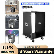 16U Portable Rolling Cart Shelf Network Rack Audio Video Telecom Office US picture