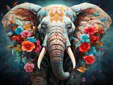 Elephant with Flowers painting AI Design  Novelty Mouse Pad Stunning Art Work picture