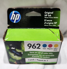 HP 962 3 Pack Color Cyan, Magenta, Yellow Exp. 02/2022 New Open Box Genuine OEM picture