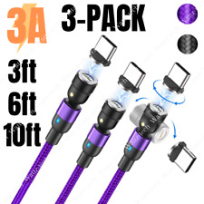 3Pack Magnetic USB Type C Cable 3/6Ft Fsat Charging Charger Cord For Samsung LG picture