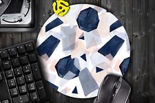 Blush and Navy Geo Crystal Round Mouse Pad Mousepad picture
