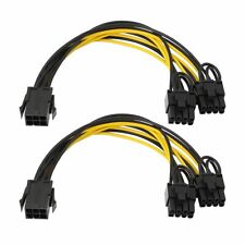 2x PCI-E 6-pin to 2x 6+2-pin (6-pin/8-pin) Power Splitter Cable PCIE PCI Express picture