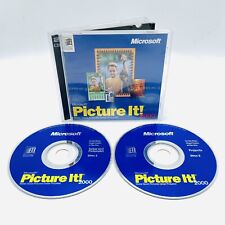 Microsoft Picture It 2000 For Windows PC, 2-Disc Set w/ CD Set #, TESTED Vintage picture