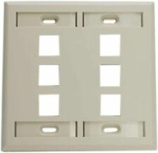 (5-LOT)Leviton Ivory Quickport 6-Port Window Wallplate 2-Gang Cover 42080-6IP picture