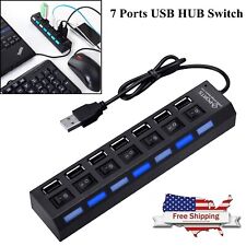 US 7 Port USB 2.0 HUB LED Powered High Speed Splitter Extender Cable Adapter picture
