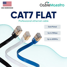 CAT7 Ethernet Cable Patch FLAT LAN Gold Plated U/FTP Shielded RJ45 6-100FT Lot picture