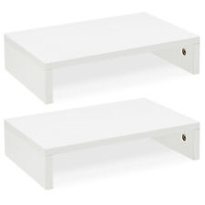 Monitor Stand Riser-2 Pack,Wood 2 Tier Adjustable Dual Monitor Riser White picture