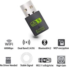 USB WiFi Bluetooth Adapter 600Mbps Dual Band 2.4/5Ghz for Windows XP/7/8.1/10 picture