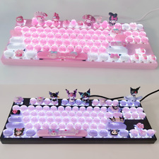 My Melody Cinnamoroll Kuromi Mechanical Keyboard USB Wired 87/104 Keys Hot swap picture