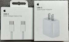 Genuine Apple USB-C Charge Cable Woven (1m) & 20W USB-C Power Adapter - White picture