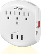 BN-LINK Multi Plug Outlet, USB Wall Charger Surge Protector with 3 White  picture