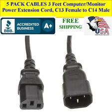 5 PACK Computer and Monitor Power Extension Cord, C13 to C14, 10A, 3Ft Cable picture
