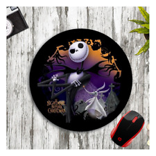 JACK SKELLINGTON BLACK ROUND NEOPRENE MOUSE PAD MAT HOME SCHOOL OFFICE GIFT picture