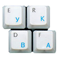 HQRP QWERTY Russian / Ukrainian Transparent Keyboard Stickers Blue Lettering picture