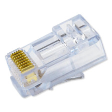 Unshielded Pass-Through RJ45 Modular Plugs - 24AWG Solid for Cat5E UTP Cables an picture