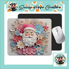 Mouse Pad 3D Santa Claus Christmas Flowers Sublimated Anti Slip Back Easy Clean picture