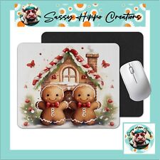 Mouse Pad Gingerbread Couple House Christmas Holiday Anti Slip Back Easy Clean picture