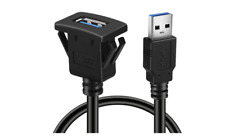 Dual Ports Square USB 3.0 Panel Flush Mount Extension Cable with Buckle for C... picture