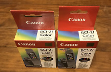 NEW NOS Lot of 2 Genuine CANON BCI-21 COLOR Ink Cartridges EXPIRED picture