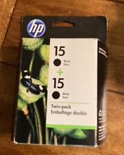GENUINE HP 15 BLACK INK CARTRIDGE SET OF TWO ~ NEW TWIN PACK SEALED BOX Exp 2012 picture