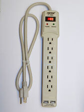 6 Outlets Power Strip Surge Protector Safety Reset Circuit Breaker 2 USB Ports  picture