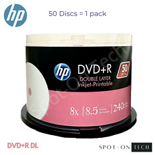50 HP DVD DVD+R DL 8x Dual Double Layer White Inkjet 8.5GB 240Min -Original Pack picture