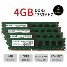 For Crucial 16GB 4x 4GB 2GB DDR3 PC3-10600U 1333MHz 240Pin 1.5V Desktop RAM Lot picture