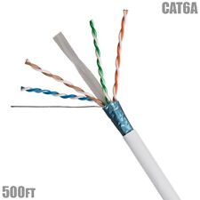 500FT Cat6A Network Ethernet FTP Cable Solid Copper Bulk CMR Riser 23AWG White picture