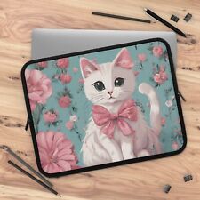 Cute Cat Laptop Sleeve, Floral Cat laptop case Vintage Victorian cat Laptop case picture