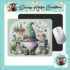 Mouse Pad Gnome St Patrick's Day Green and Pink Anti Slip Back Easy Clean picture
