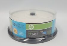 25 HP Blank 52X CD-R CDR Branded Logo 700MB Media white matte finish picture