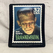 Vintage 1997 Mouse Pad Boris Karloff Frankenstein Stamp Design Universal Studios picture