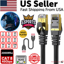Cat 8 Ethernet RJ45 Cable Super Speed 40Gbps Patch LAN Network Gold Plated Lot picture