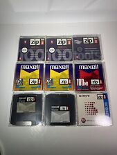 LOT of 9 random used Iomega Maxell Sony Zip disks in cases AS IS Working 100/250 picture