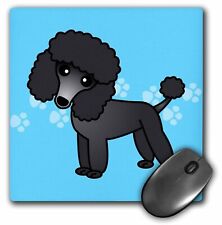 3dRose Cute Black Poodle Blue Paw Print Background MousePad picture