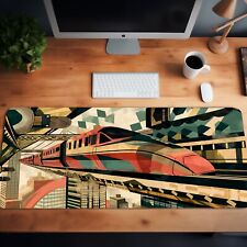 Express Train Through Geometric City XL Mouse Pad Desk Mat – 3 Sizes picture