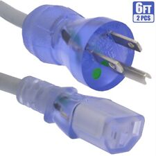 2x 6FT 16 AWG 3-Prong NEMA 5-15P to IEC320 C13 Hospital Grade Power Cord Cable picture