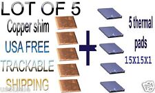 LOT OF 5 PIECES FAT COPPER SHIMS + 5 thermal silicone pads / GPU CPU Fix picture